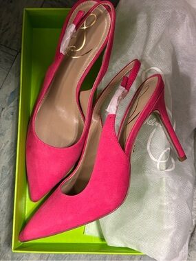Sam Edelman Hot Pink Pointed-Toe Slingback Heels